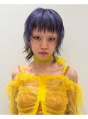 シャギーウルフカットハイトーンシルバーパープルカラー