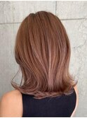 サラツヤロングベージュカラーブリーチしない透明感カラー