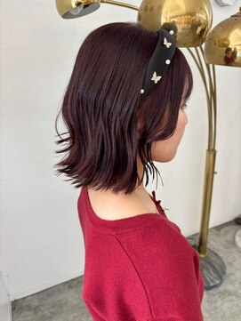 ユラギフロムユイマァル 水島店(YURAGI from YUIMARL) くびれヘア20代30代40代ブリーチなしワインレッドボルドーカラー