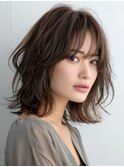 ブリーチなしカラー◆春のミディ×艶髪シアベージュ/30代