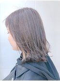 アッシュブラウン ネオウルフ外はねボブ ベージュイルミナカラー