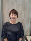 丸みショート顔周りヘルシーカットブラウンニュアンスカラー