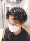 メンズショート×スパイラルパーマ