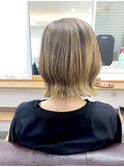 くびレイヤーグレーベージュニュアンスカラー白髪染め白髪ぼかし
