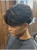 大分メンズセンターパートメンズフェザーパーマフェザーショート