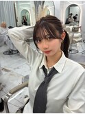 透明感ブラウン/顔まわりカット/ハッシュカット