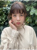 セミロングカジュアルお団子アレンジ