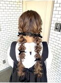 ツイン編みおろし ヘアセット 推し活ヘア お呼ばれヘア 参列ヘア