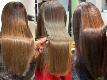 アワー(OUr-)の写真/【髪質改善&縮毛矯正で憧れのサラツヤ髪☆】シルクのような滑らかな指通り◎柔らかな質感にうっとり気分.*