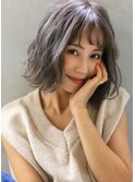 【ROSE】ホワイトグレージュ＿ラフウェーブ＿ボブ