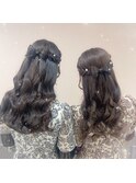 立体髪の毛リボンハーフアップ