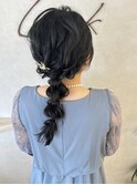 編みおろし/ヘアアレンジ/セット/結婚式/編み込み/ヘアセット