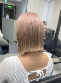 ボブミルクティーベージュブリーチダブルカラー堀江