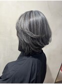 【札幌円山】バレイヤージュ/ブルーシルバー/グラデーションボブ