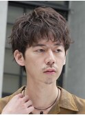 天神ツイストスパイラルパーマレットヘアマッシュウルフカット