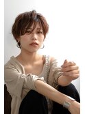 ペールベージュセクションカラーグラデーションカラー外ハネボブ