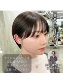 マッシュショート前髪長めハンサムショート黒髪ショート襟足短め