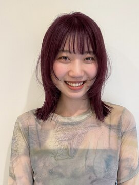 ローネス(LONESS) 春カラー 葡萄カラー 切りっぱなしボブ 顔まわりレイヤー