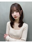 美髪イメチェンくびレイヤーミディアムワイドバングヘア