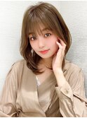 ミニウルフ前髪パーマ韓国くびれミディアムチェリーブラウン