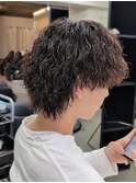 爽やか無造作ビジネスツーブロック波巻きパーマ