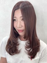 ベルヘアーデザイン 堺東(Belle hair Design)&nbsp;韓国風顔周りレイヤーカットピンクグレージュ堺東20代30代40代