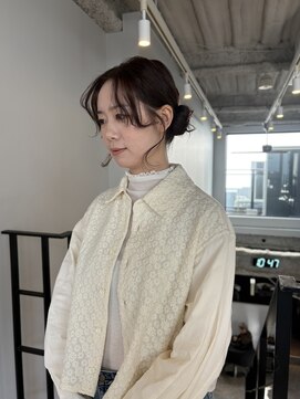 ヌープヘアーアイス(NUUP.hair ici) 大人可愛いリボンお呼ばれツインアレンジ結婚式参列