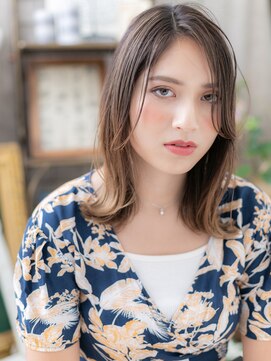 カバーヘア イヴ 戸頭店(COVER HAIR EVE) グラデーションカラー外ハネ切りっぱなしロブb戸頭20代30代40代