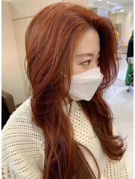 モリオ フロム ロンドン サッポロファクトリー店(morio FROM LONDON) 【morio札幌】オレンジカラー 韓国風ゆるふわロングヘアー