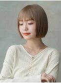 20代30代/大人かわいい/小顔ショートボブオリーブグレージュ