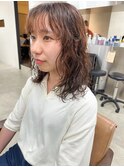 くるくるパーマ×ミディアムレイヤー/ミディアムパーマ
