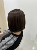 脱白髪染ハイライト×タッセルボブ