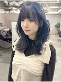 レイヤーカット／ブルーシルバー／フレンチカジュアル／韓国ヘア