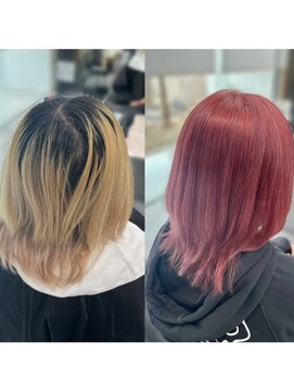 ガルボヘアー 桟橋店(garbo hair) ハイトーンピンクカラーツヤ髪オイルカラー