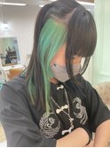 ライトグリーン【山口市美容室】【山口市インナーカラー】