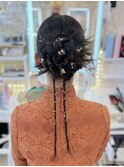 結婚式 二次会 お呼ばれ カチモリヘア+金箔アレンジ