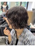 レイヤーボブパーマプードルパーマショートボブココアブラウン