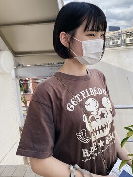 オーシャン(Ocean) 黒髪 ミニボブ ぱっつん 髪質改善 前髪カット 10代20代