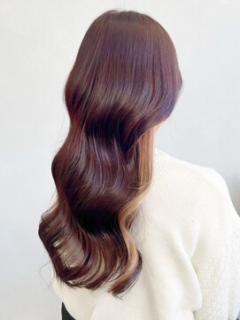 ミュラ(mulah) インナーカラーベージュ×ピンクラベンダー*ロングくびれヘア