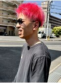 スパイキーショート__メンズショート__ブリーチカラー__ピンク色