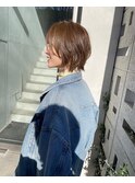 ウルフ風ショート×インナーオリーブベージュ