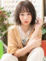 カバーヘア ブリス 上尾西口店(COVER HAIR bliss) アースカラーシースルー前髪小顔ボブパーマh4上尾20代30代40代