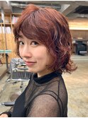 パーマボブミディアムレイヤーパーマニュアンスパーマ暖色カラー