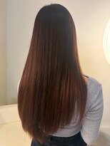 ユニバイリサ 天神大名店(uni by risa) ツヤ髪 縮毛矯正 ストレート ロング カラー ピンク ブラウン