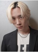 メンズマッシュウルフ×ハイトーン×カルマパーマ仕上げ