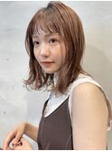 暖色カラー×ロブ×シースルーバング×オーガニックヘア