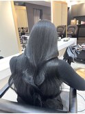  グレージュマチルダボブインナーグレージュ 前髪ブルー