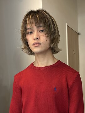 メゾンアクア 表参道(Maison ACQUA) =メンズボブ/ダークアッシュ/ニュアンスパーマ／メンズウルフ