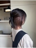 インナーカラー　ピンクベージュカラー　ボブカット