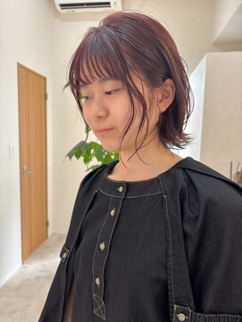 エン(en,) 暖色カラーピンクレッドくびれボブレイヤーボブ